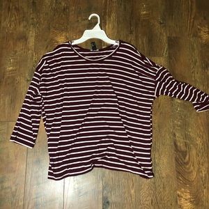 maroon & white striped tee